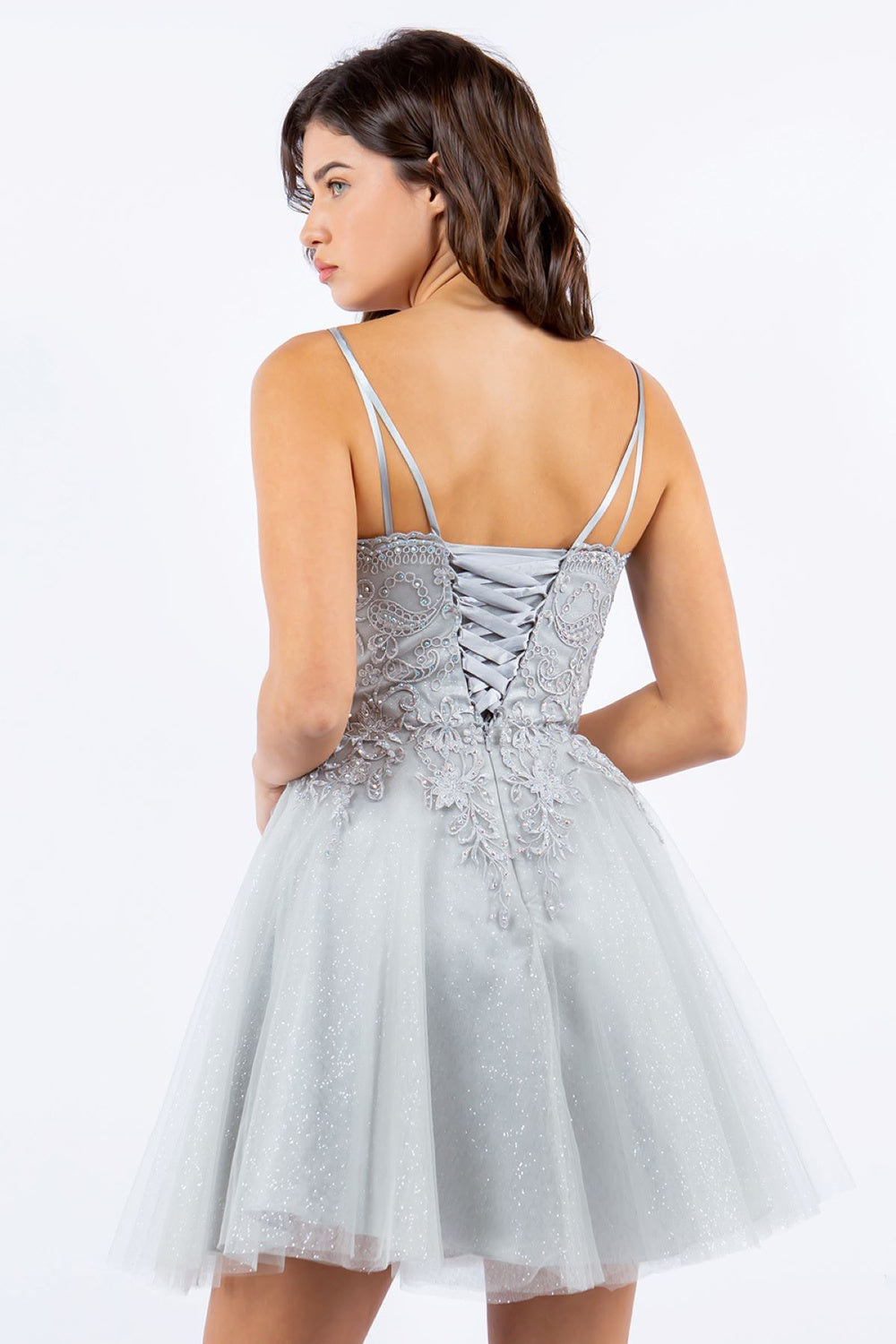 Cocktail Dresses Mini Corset Short A Line Cocktail Dress Cinderella Couture 5125J Silver