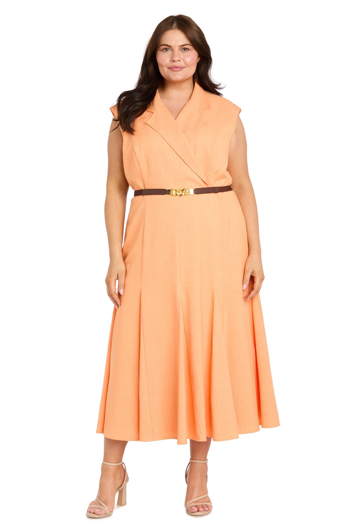 V-Neck Midi Crepe Formal A-Line R&M Richards 5126W
