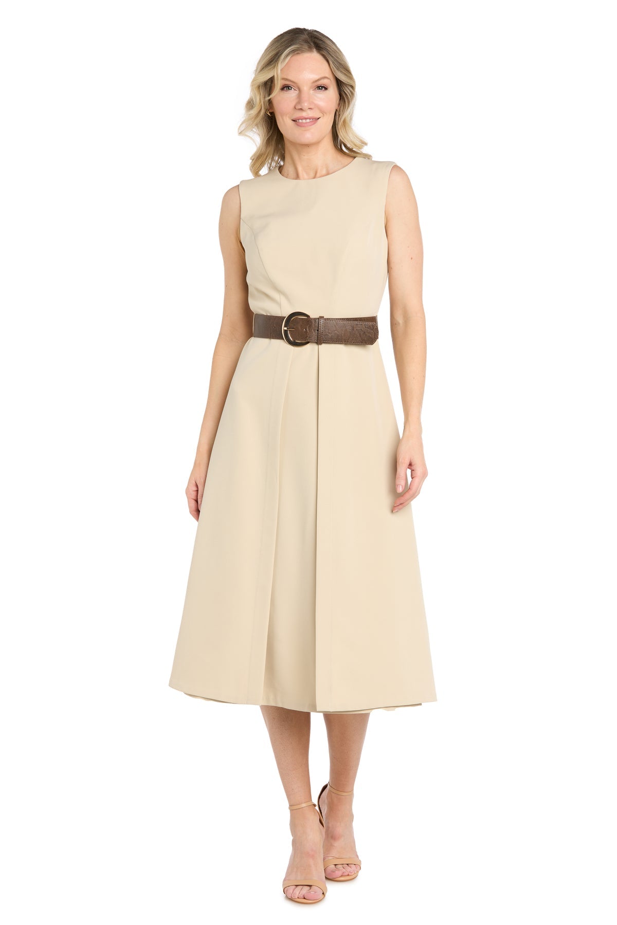 Crew High-Neck Midi Crepe Formal A-Line R&M Richards 5127