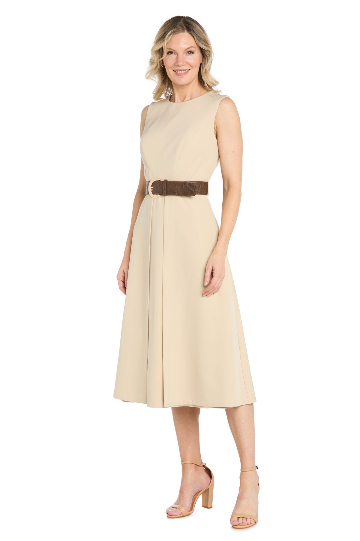 Crew High-Neck Midi Crepe Formal A-Line R&M Richards 5127