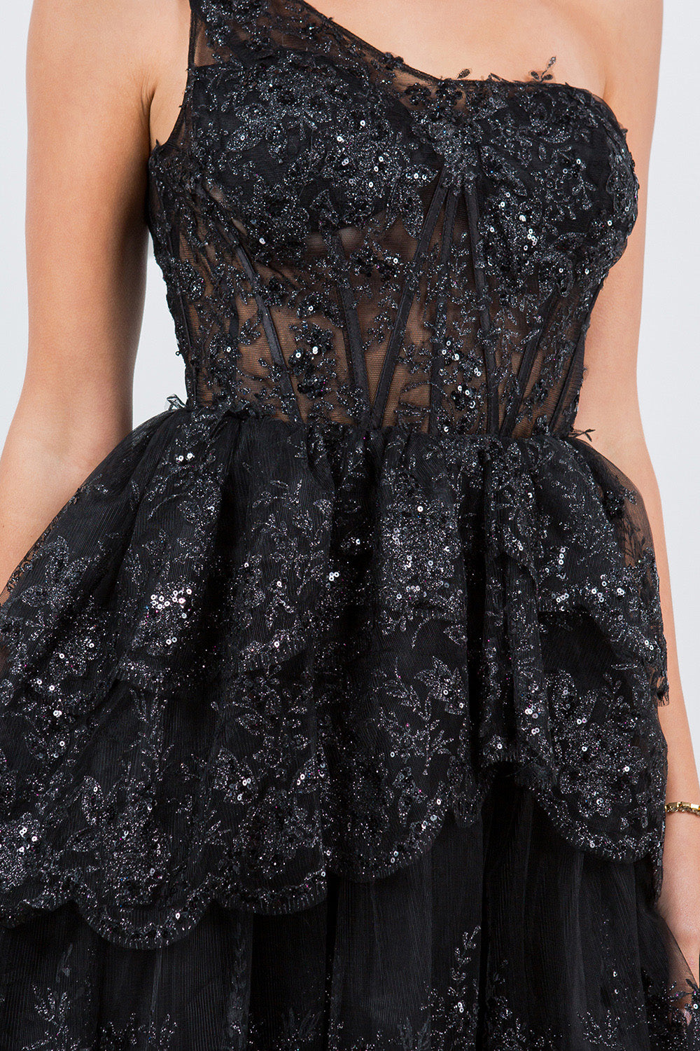 Cocktail Dresses Short Glitter Corset Mini Cocktail Dress Cinderella Couture 5132J Black