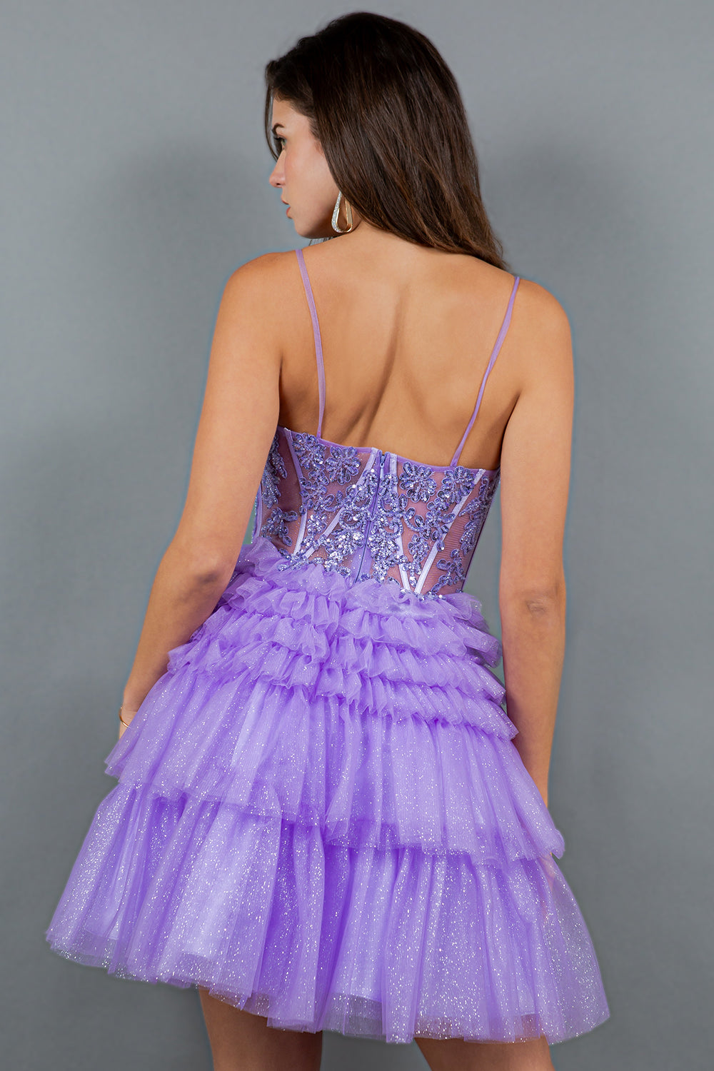 Cocktail Dresses Short Corset Mini Homecoming Cocktail Dress Cinderella Couture 5133J Lilac