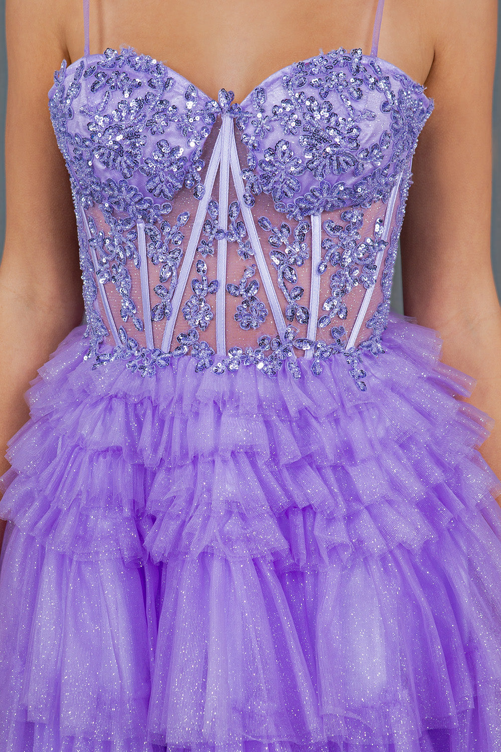 Cocktail Dresses Short Corset Mini Homecoming Cocktail Dress Cinderella Couture 5133J Lilac