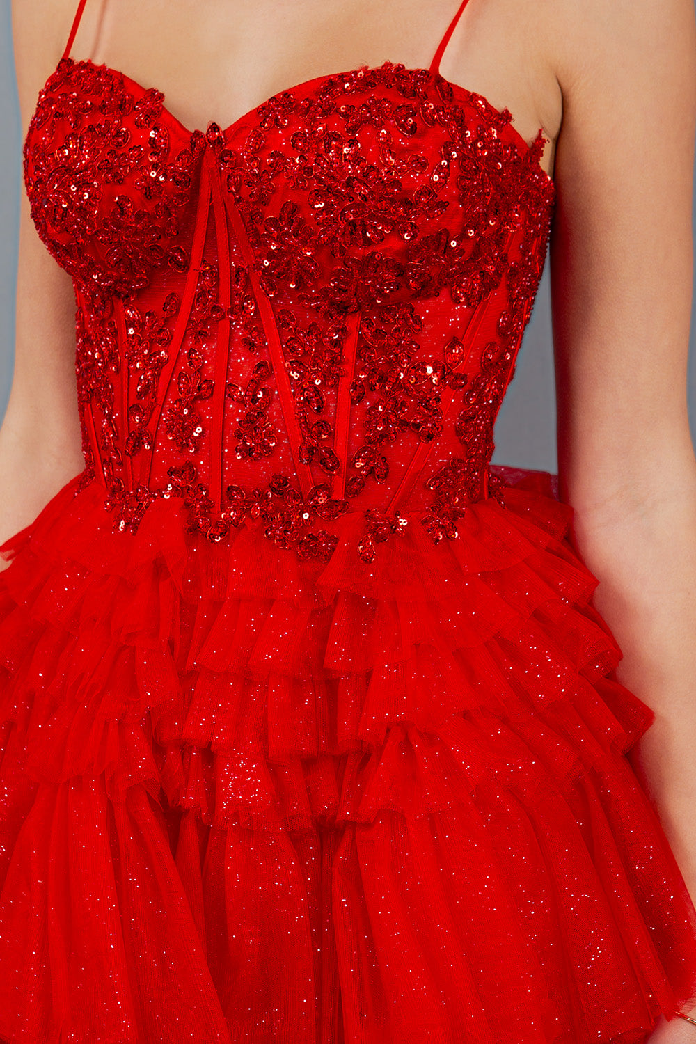 Cocktail Dresses Short Corset Mini Homecoming Cocktail Dress Cinderella Couture 5133J Red