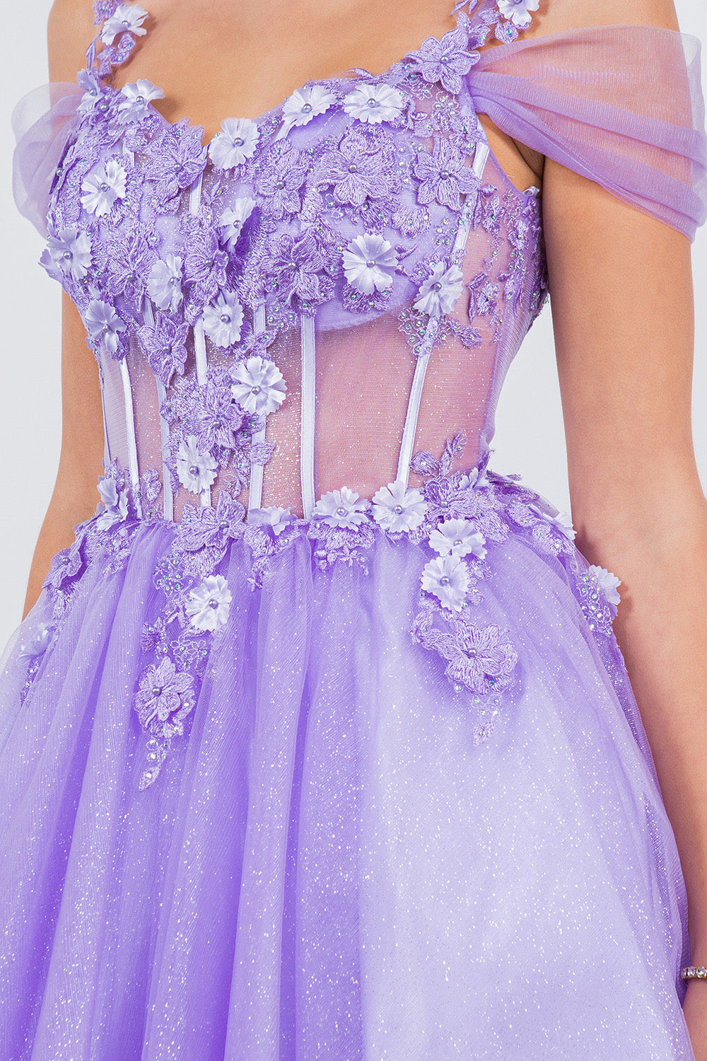 Cocktail Dresses 3D Floral Short Mini Cocktail Dress Cinderella Couture 5134J Lavendar