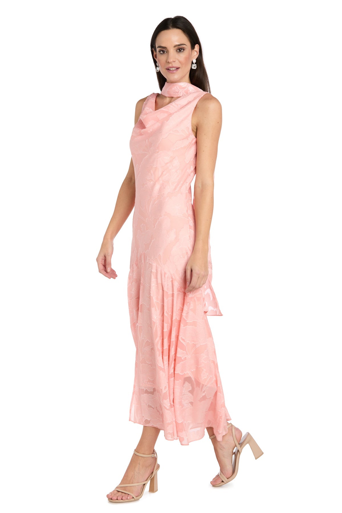 Cowl Neck Sleeveless Maxi Dress by R&M Richards 5135P in Apricot
