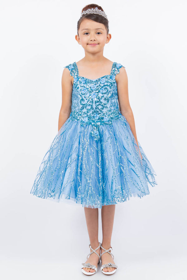 Sweetheart Tea Length Tulle Mini Quince Corset Dress with Lace Applique Cinderella Couture 5136