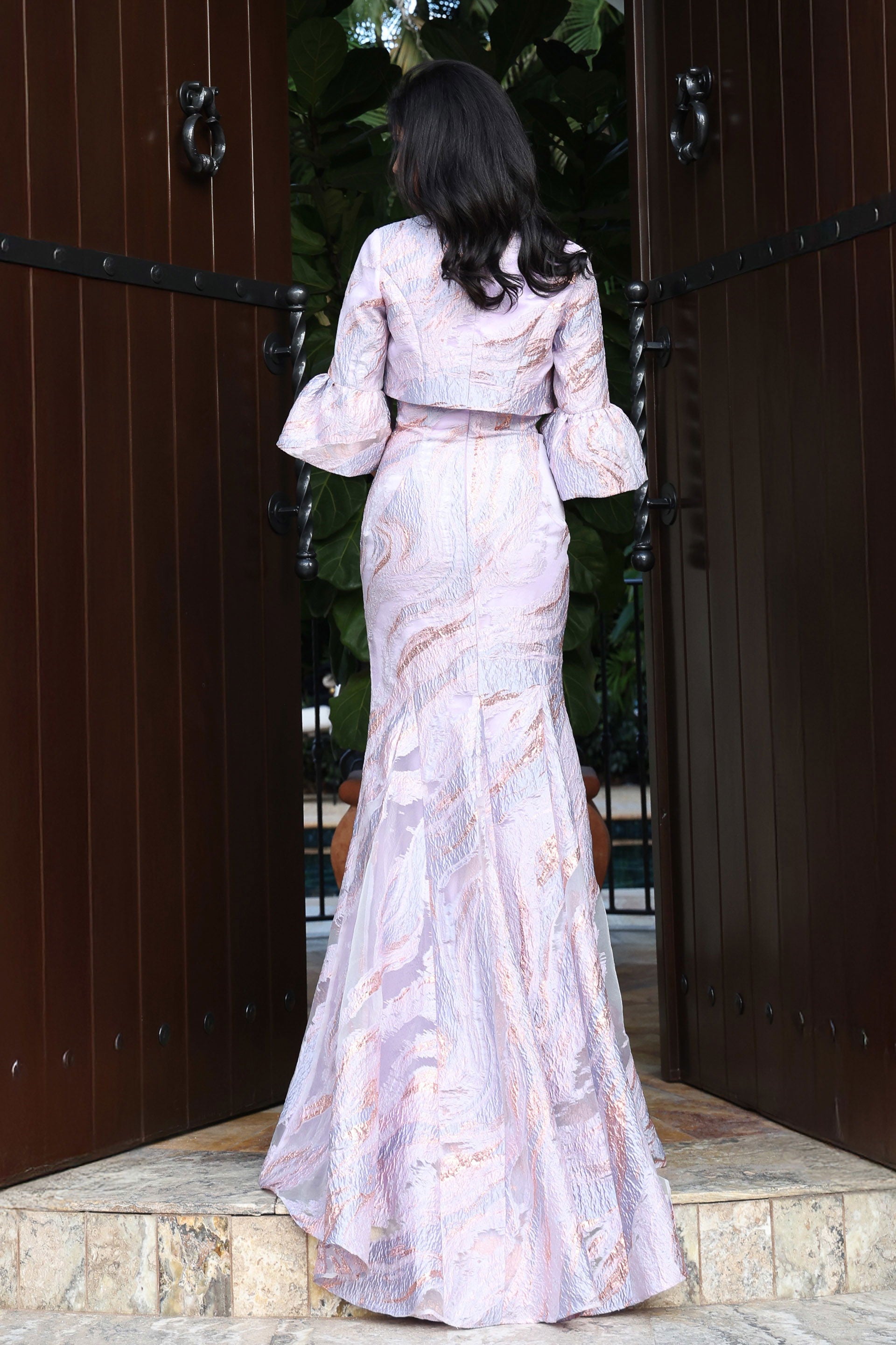 Mother of the Bride Dresses Metallic Floral Long Formal Mother of the Bride Dress Jovani 51654 Mauve