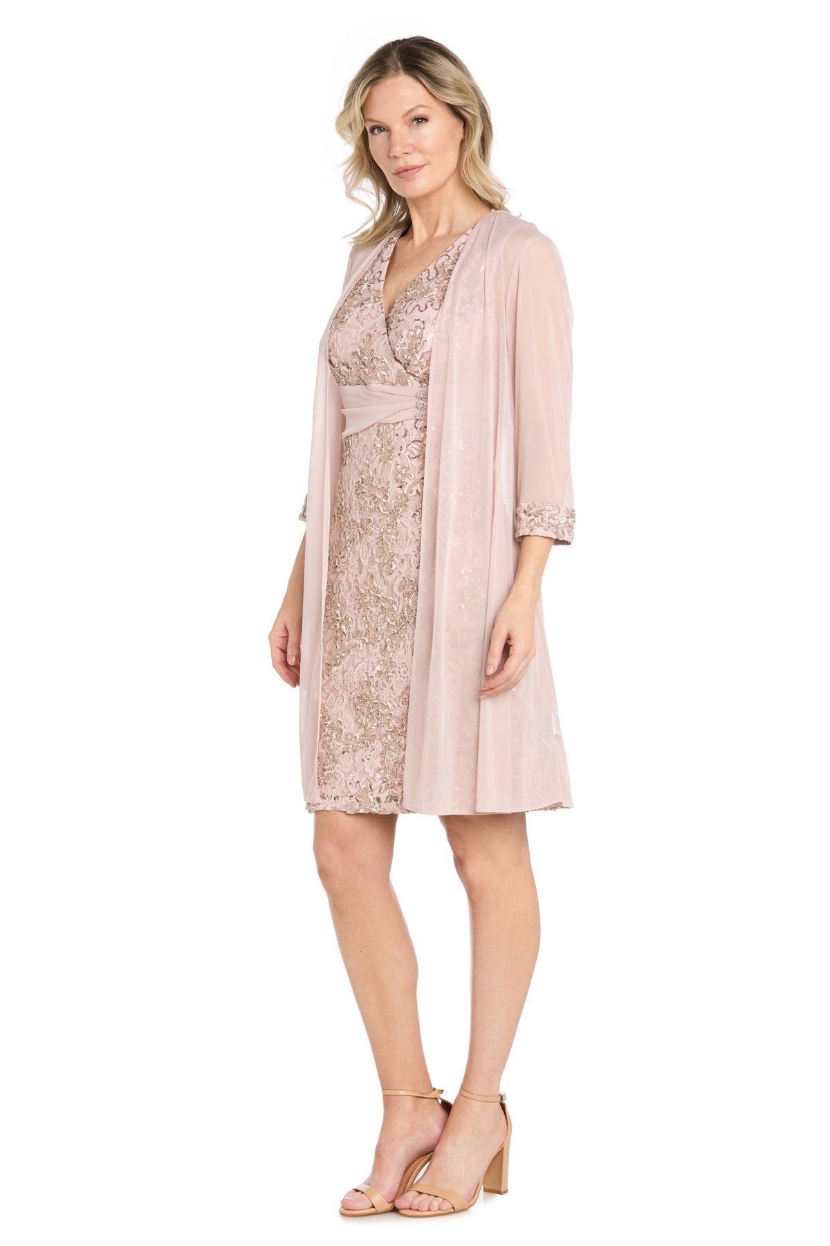 V-Neck Knee-Length Chiffon Formal Sheath Dress – The Dress Outlet