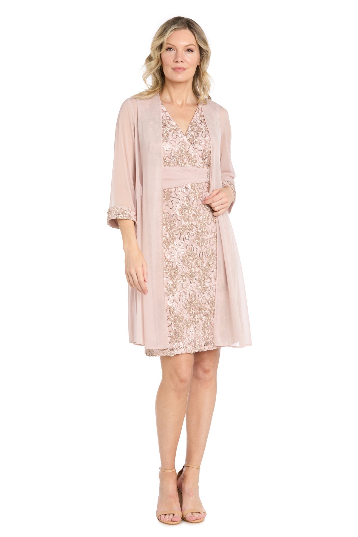 V-Neck Knee-Length Chiffon Formal Sheath Dress  The Dress Outlet