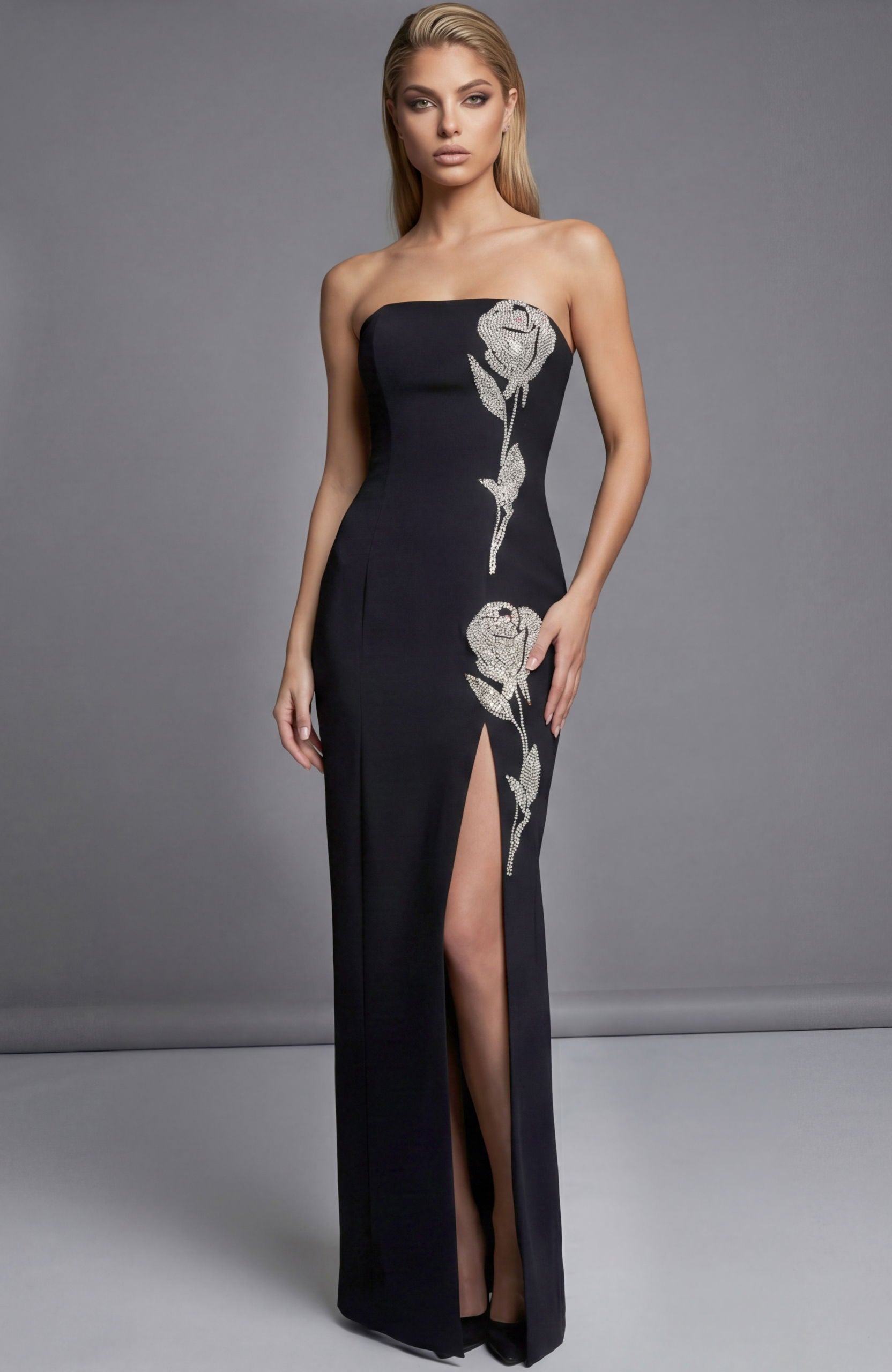 Prom Dresses Formal Slit Long Fitted Evening Prom Dress Jovani 51704 Black