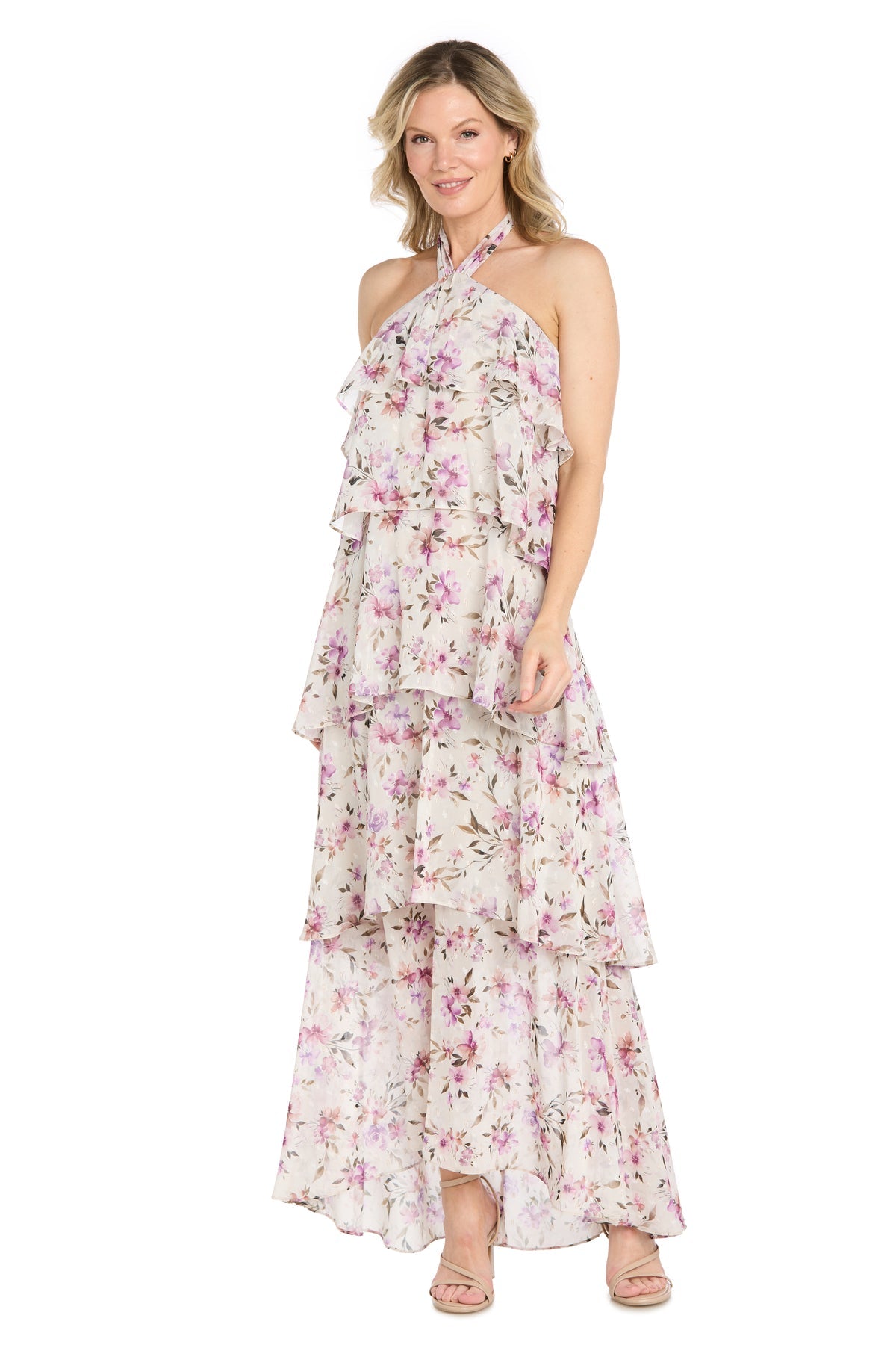 Halter Floor-Length Chiffon Formal A-Line R&M Richards 5199P