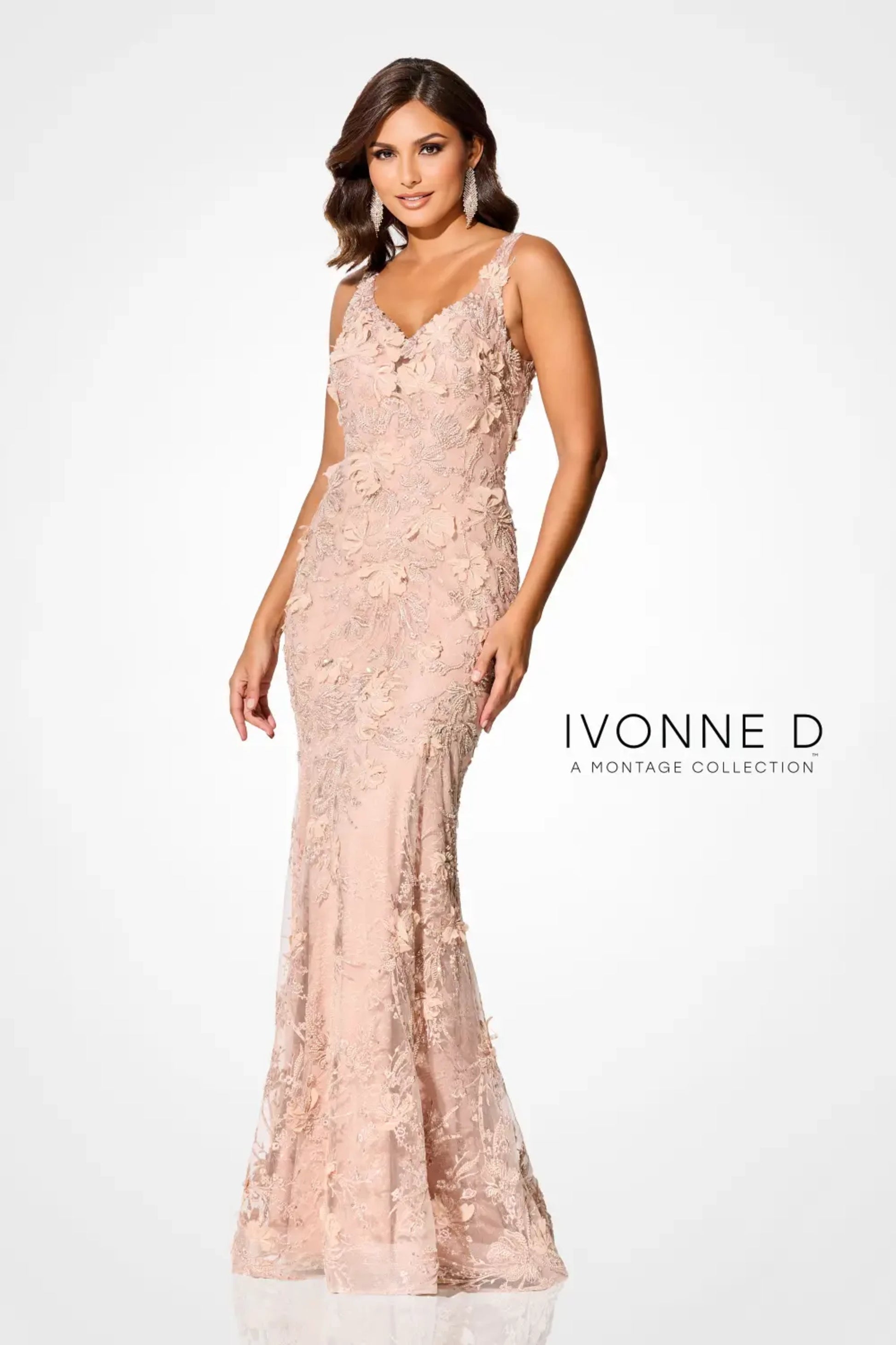 Ivonne D ID306 Long Beaded Sequin Mermaid Formal Dress
