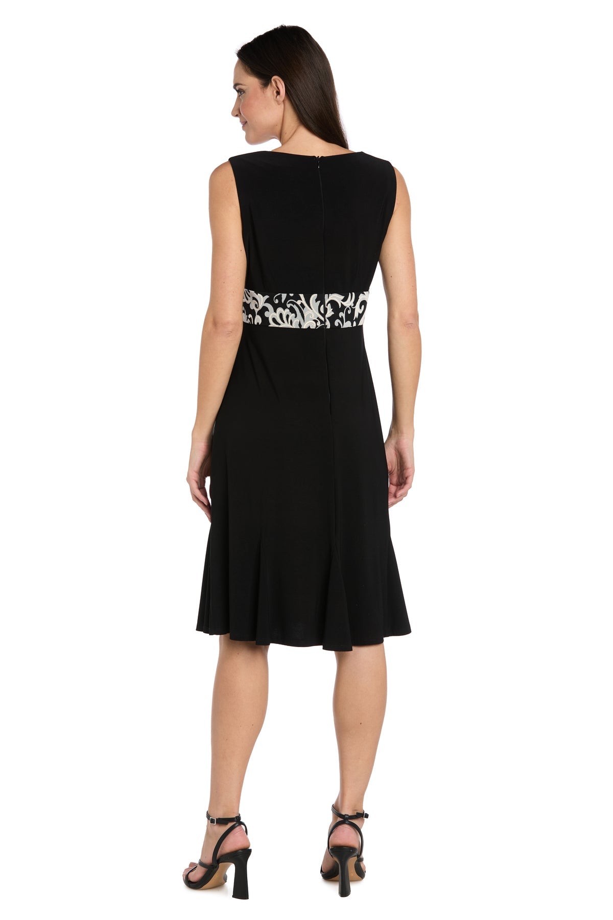 Black/White Scoop Knee-Length Jersey Cocktail Two-Piece Jacket Dress R&M Richards 5223P