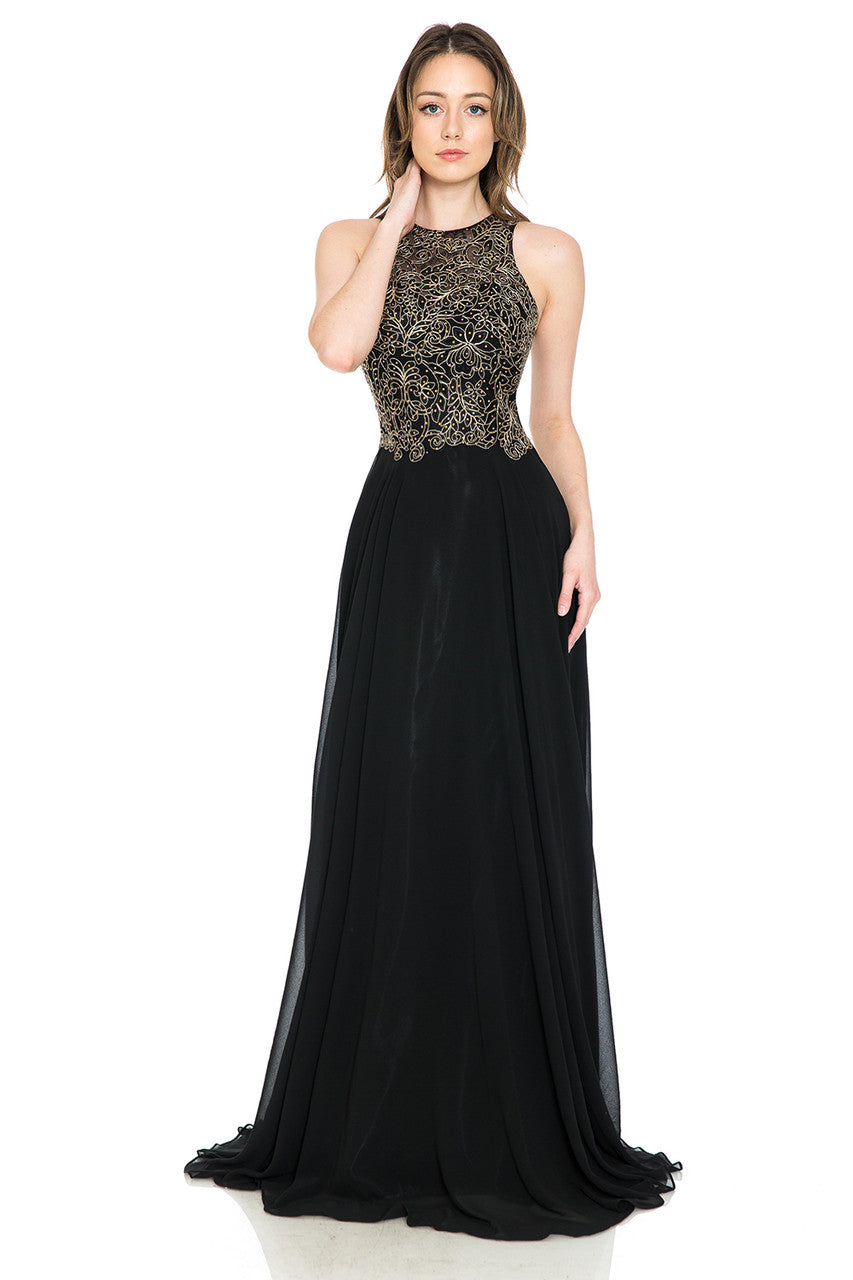Formal Dresses Long A Line Evening Formal Dress Lenovia 8169 Black