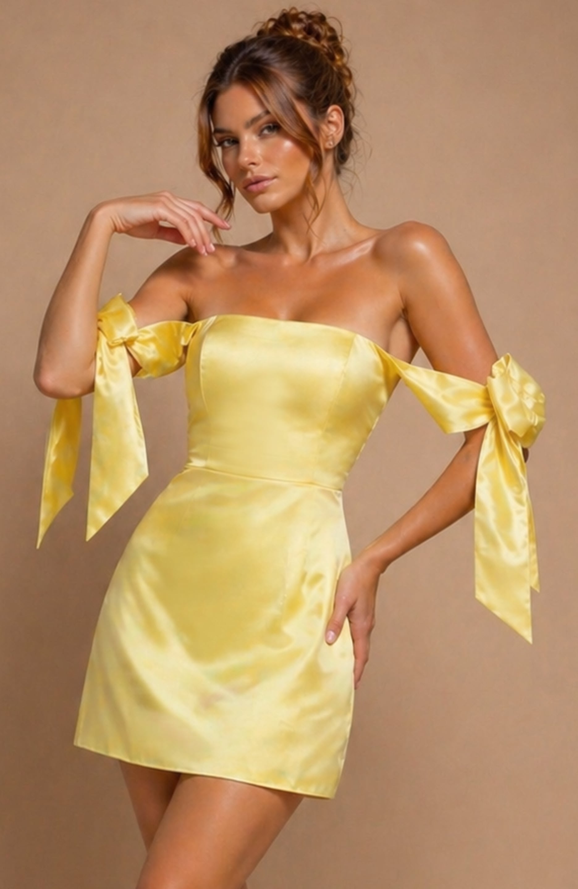 Strapless Mini Satin Cocktail Fit & Flare Dress Jovani 52367