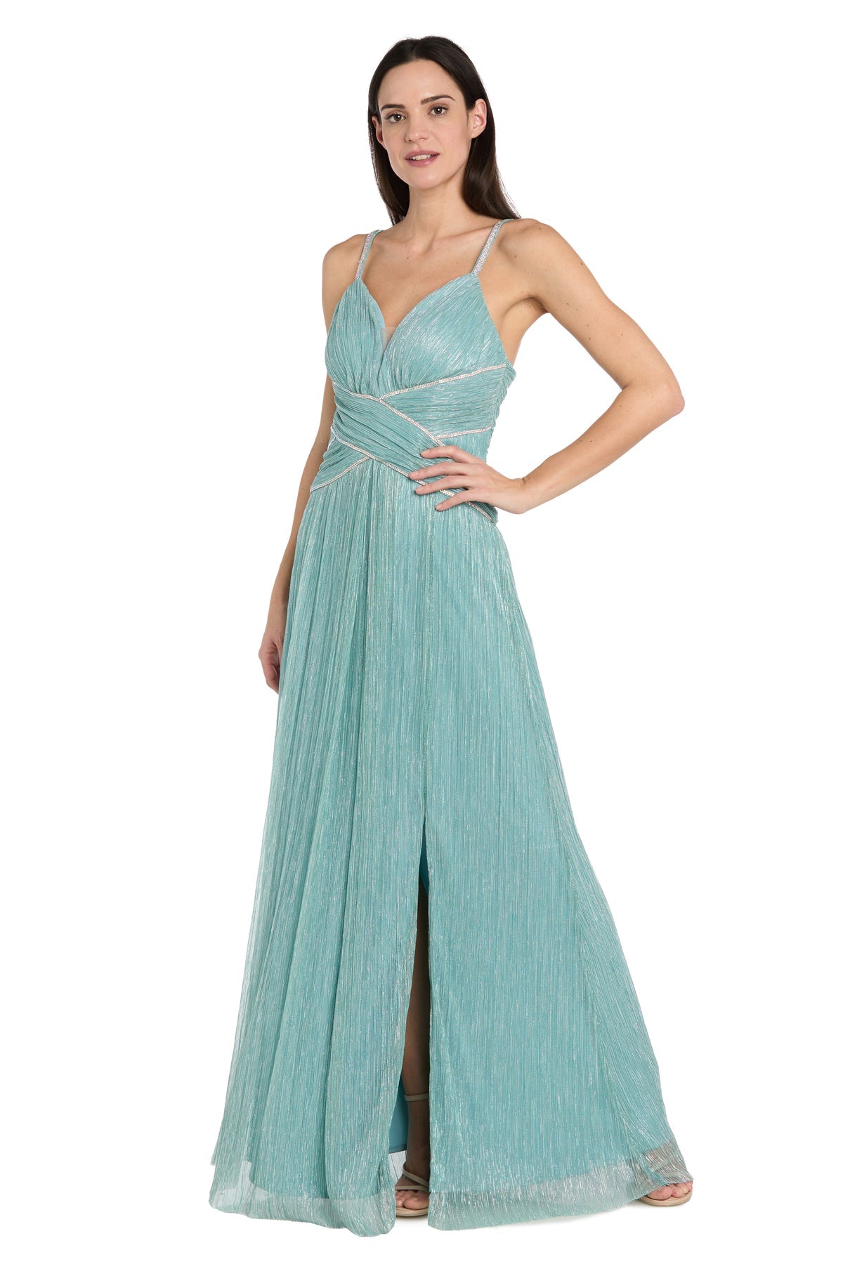V-Neck Floor-Length Chiffon Formal A-Line R&M Richards 5236
