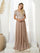 Mother of the Bride Dresses Mother of the Bride Long Formal Metallic Dress Mocha