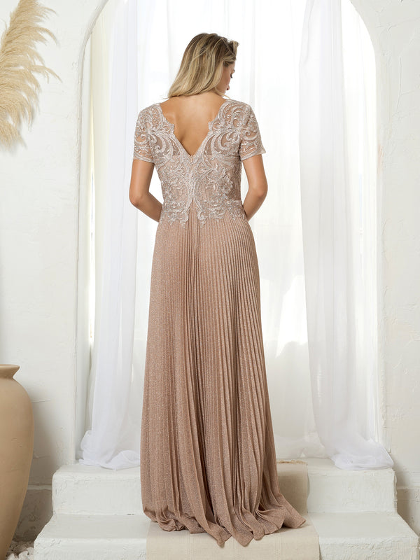 Mother of the Bride Dresses Mother of the Bride Long Formal Metallic Dress Mocha