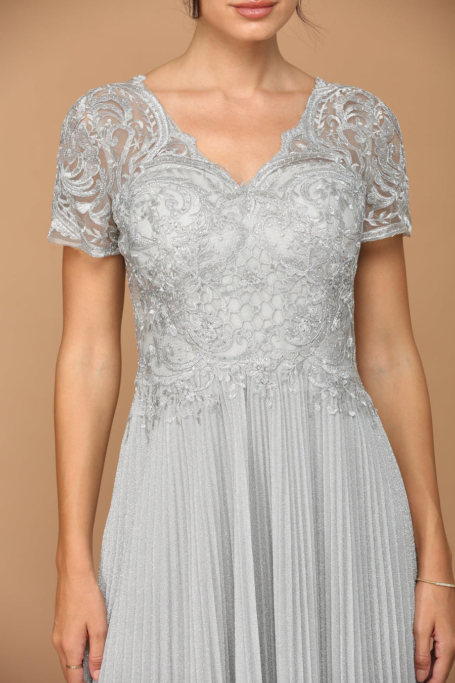 Charcoal Mother of the Bride Long Formal Metallic Dress for $109.99 – The Dress Outlet