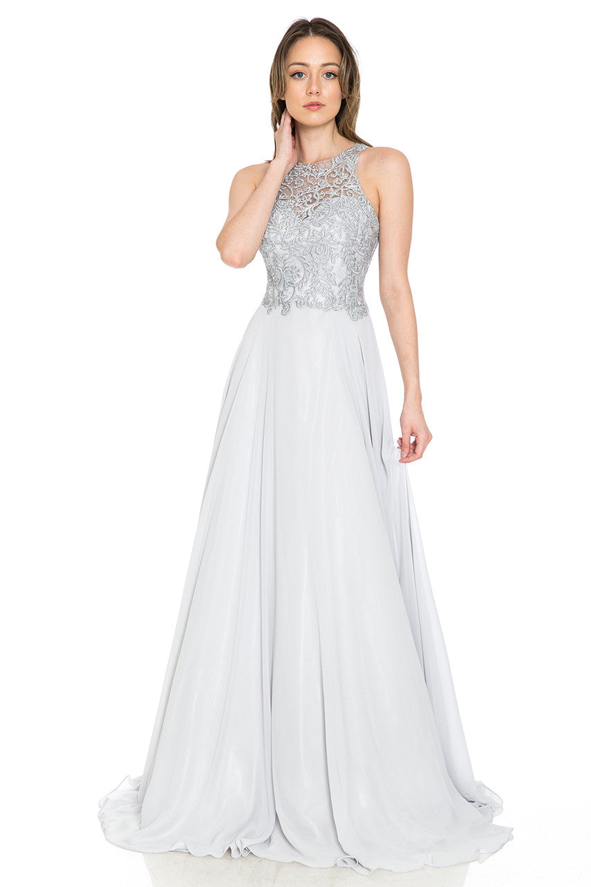 Formal Dresses Long A Line Evening Formal Dress Lenovia 8169 Silver