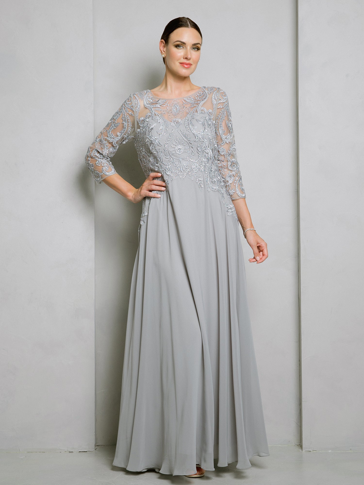 Silver Eva Fashion 5248 Long Formal Mother of the Bride