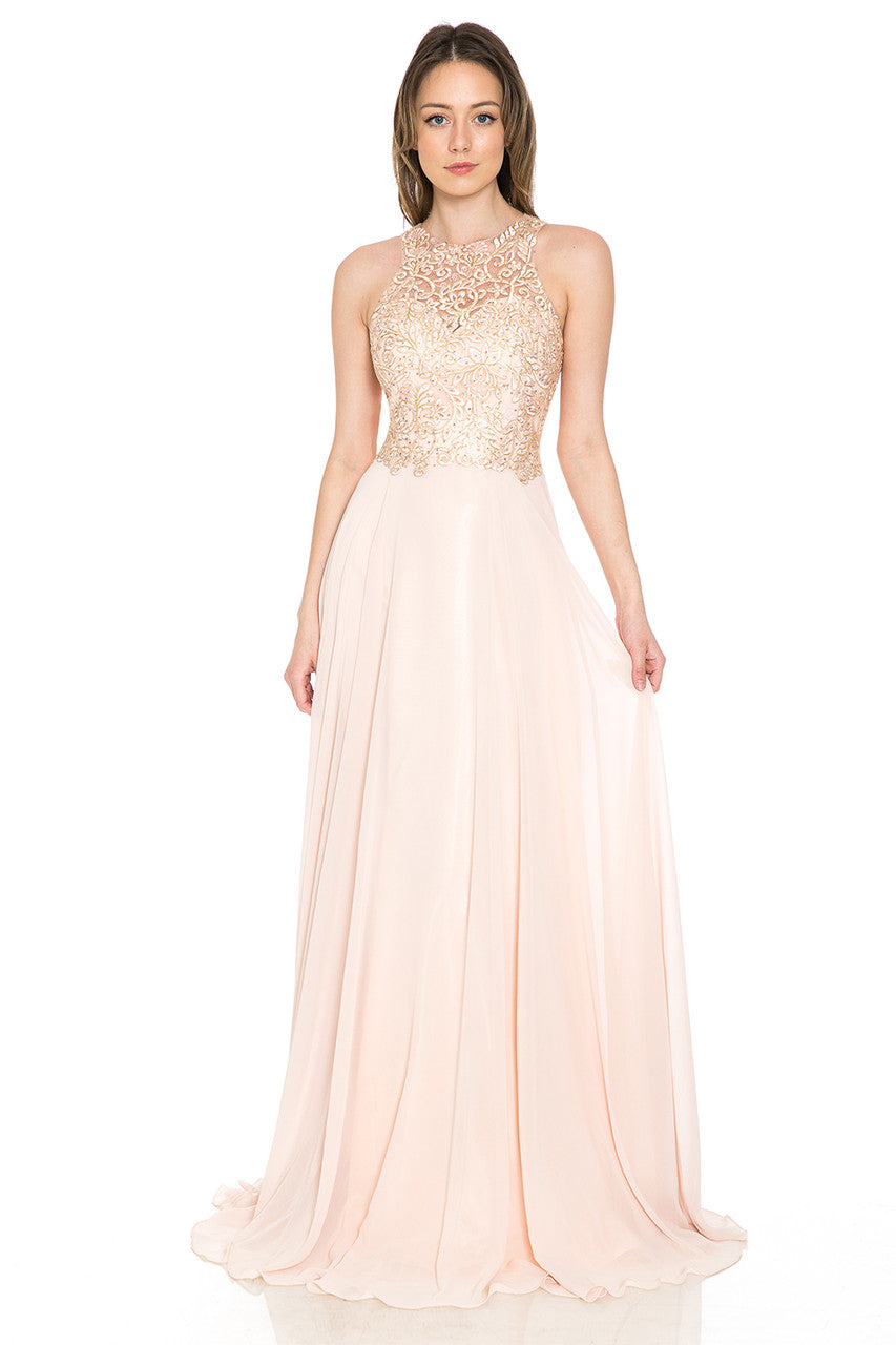 Formal Dresses Long A Line Evening Formal Dress Lenovia 8169 Blush