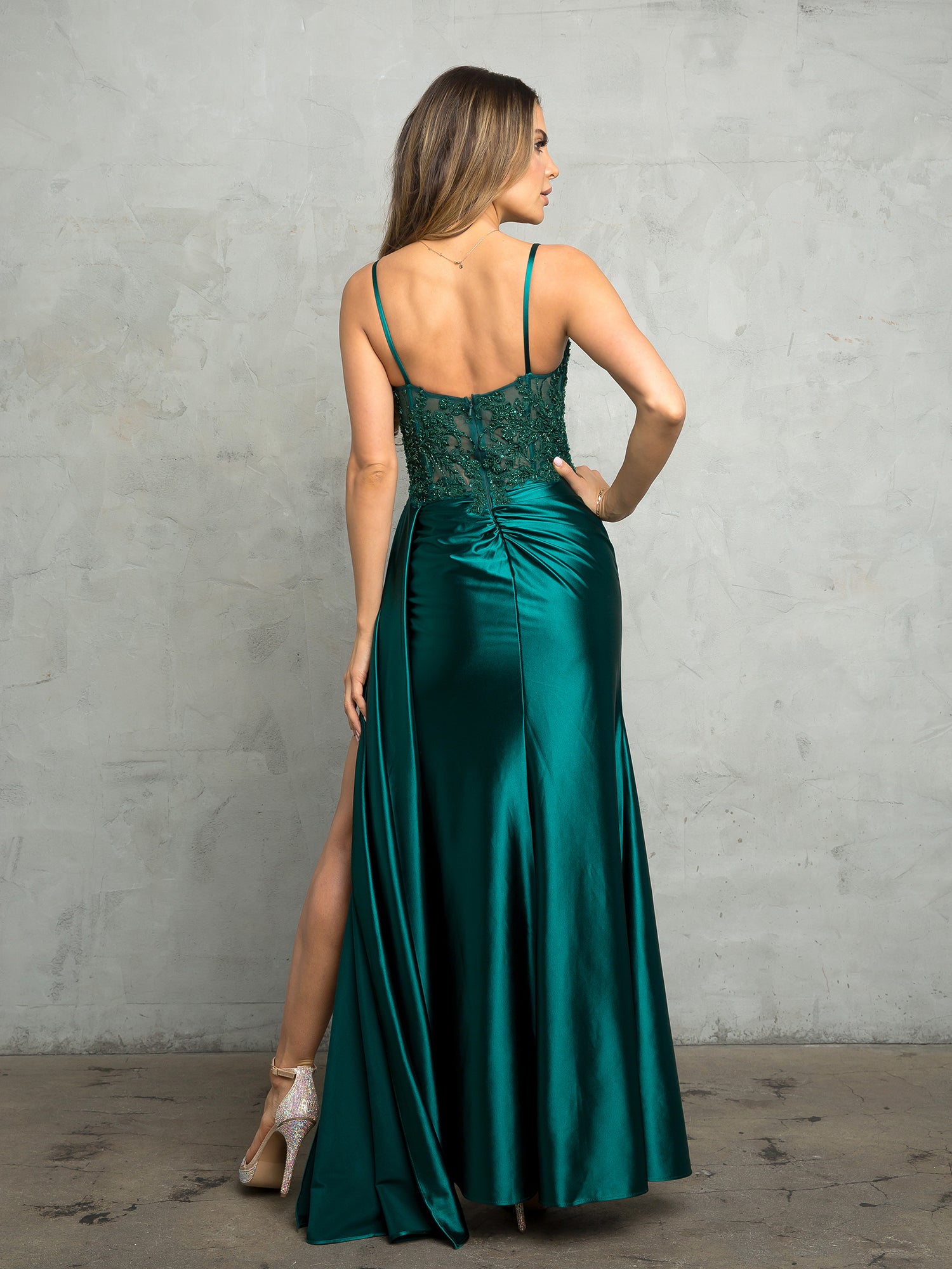 Eva Fashion 5253 Formal Fitted Beaded Long Slit Prom Dress