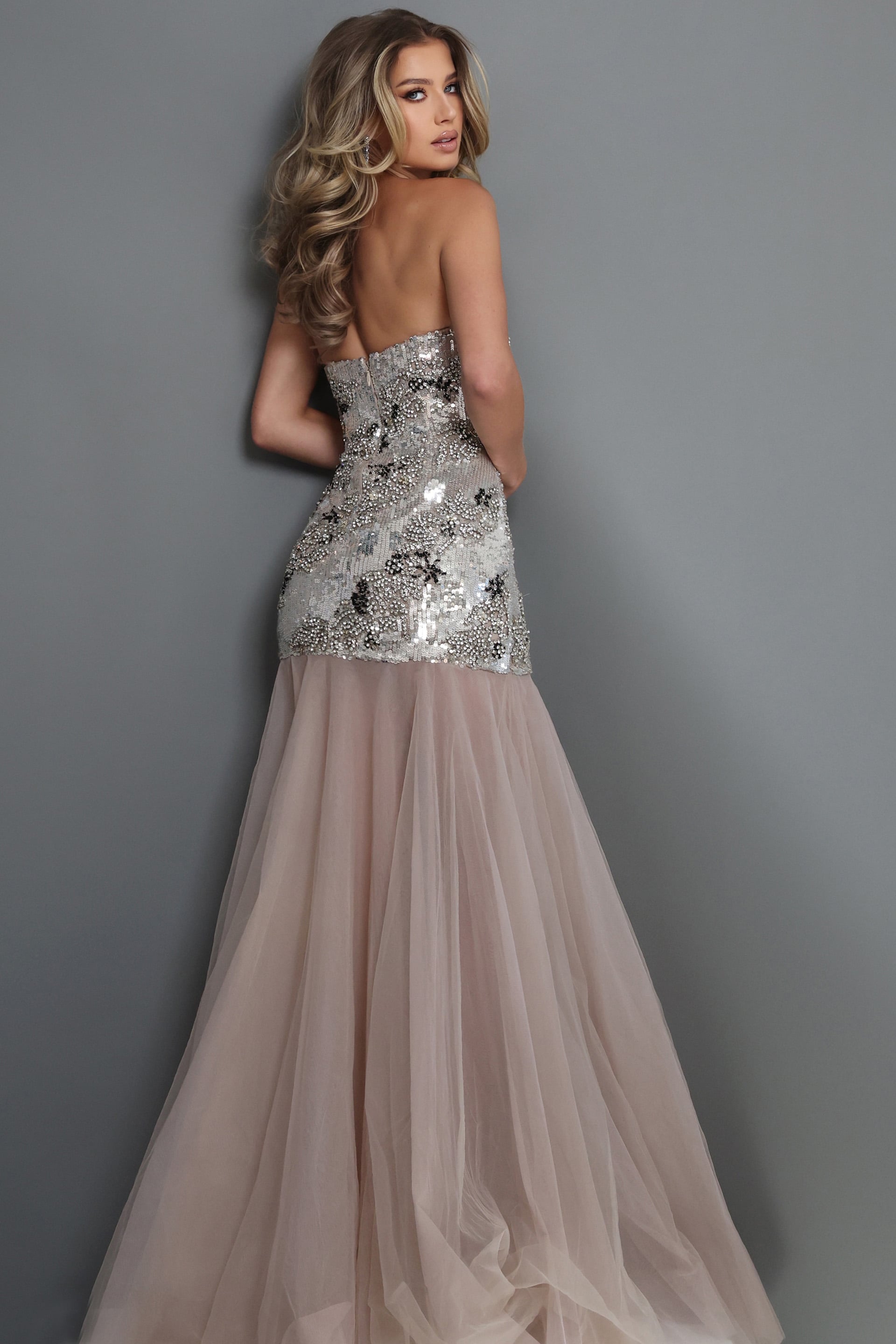 Strapless Straight Neck Floor-Length Sequin Prom Mermaid Jovani 52538