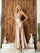 Prom Dresses Long Fitted Beaded Slit Prom Dress Champagne