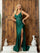 Prom Dresses Long Fitted Beaded Slit Prom Dress Hunter Green