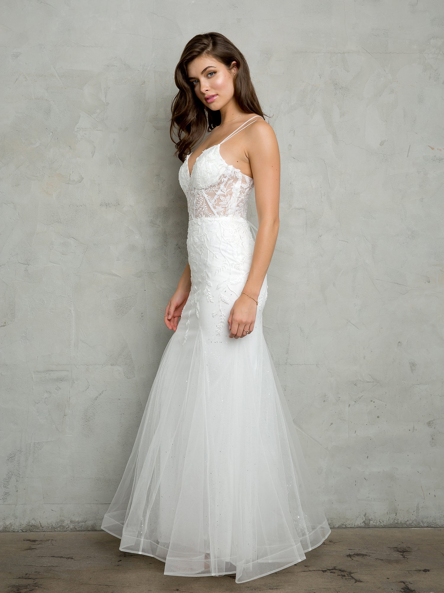 Eva Fashion 5257 Long Beaded Sequin Wedding Dress
