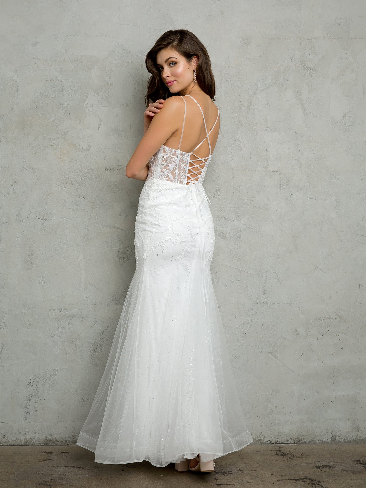 Eva Fashion 5257 Long Beaded Sequin Wedding Dress