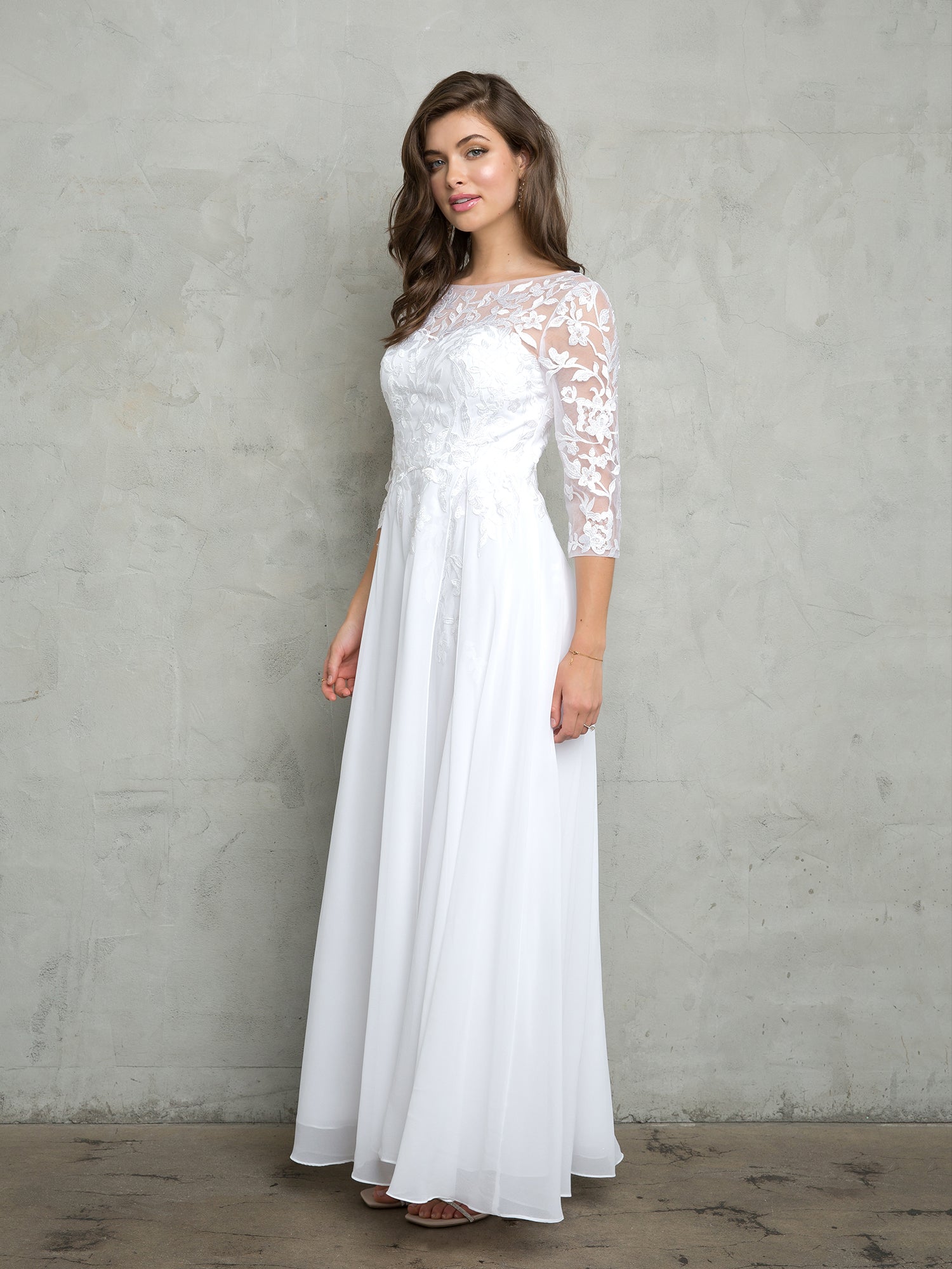 Eva Fashion 5258 Long A Line Mother of the Bride Formal Dress - White / XL Eva Fashion 5258 Long A Line Mother of the Bride Formal Dress - White / XL