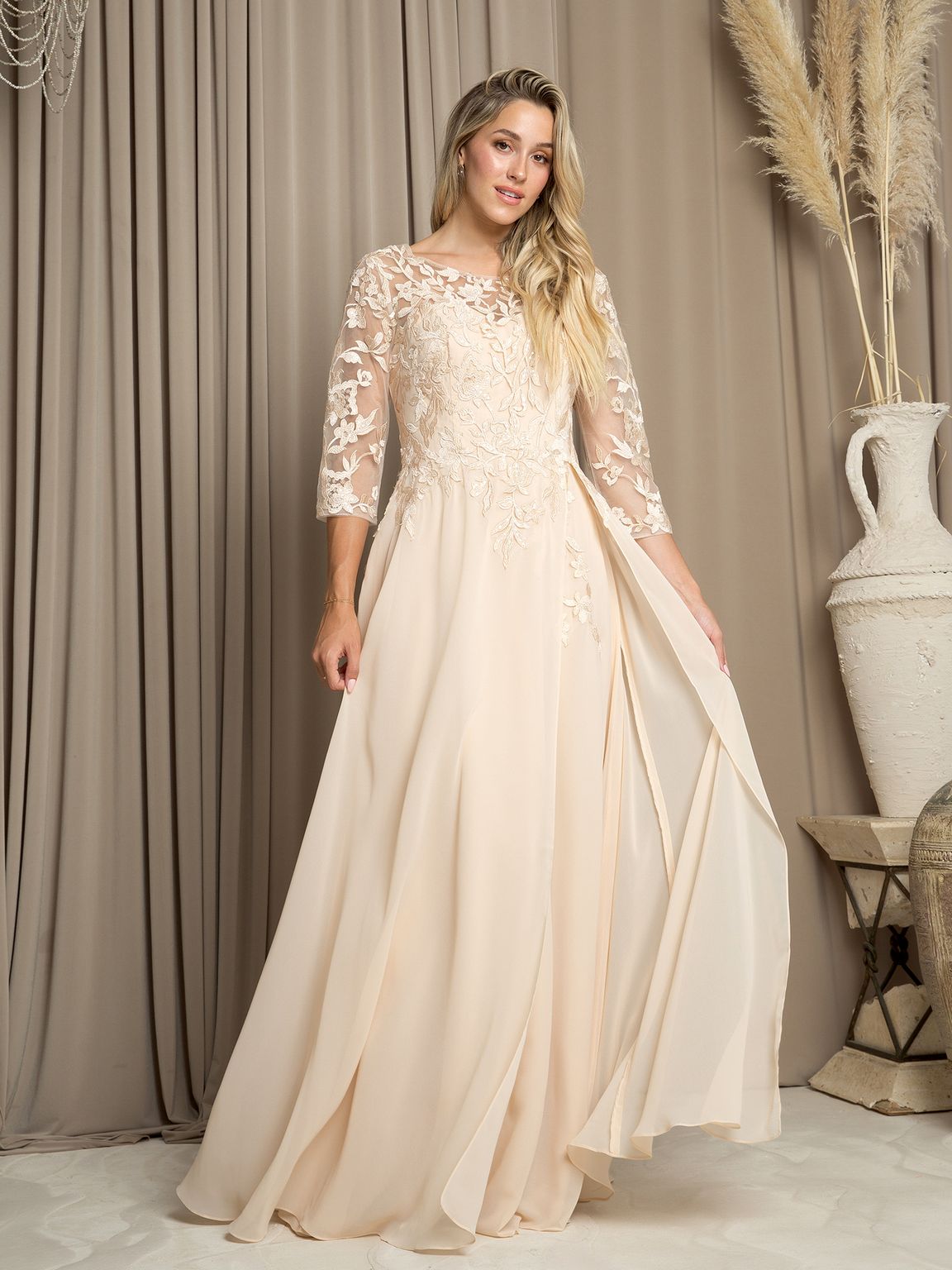 Eva Fashion 5258 Long A Line Mother of the Bride Formal Dress