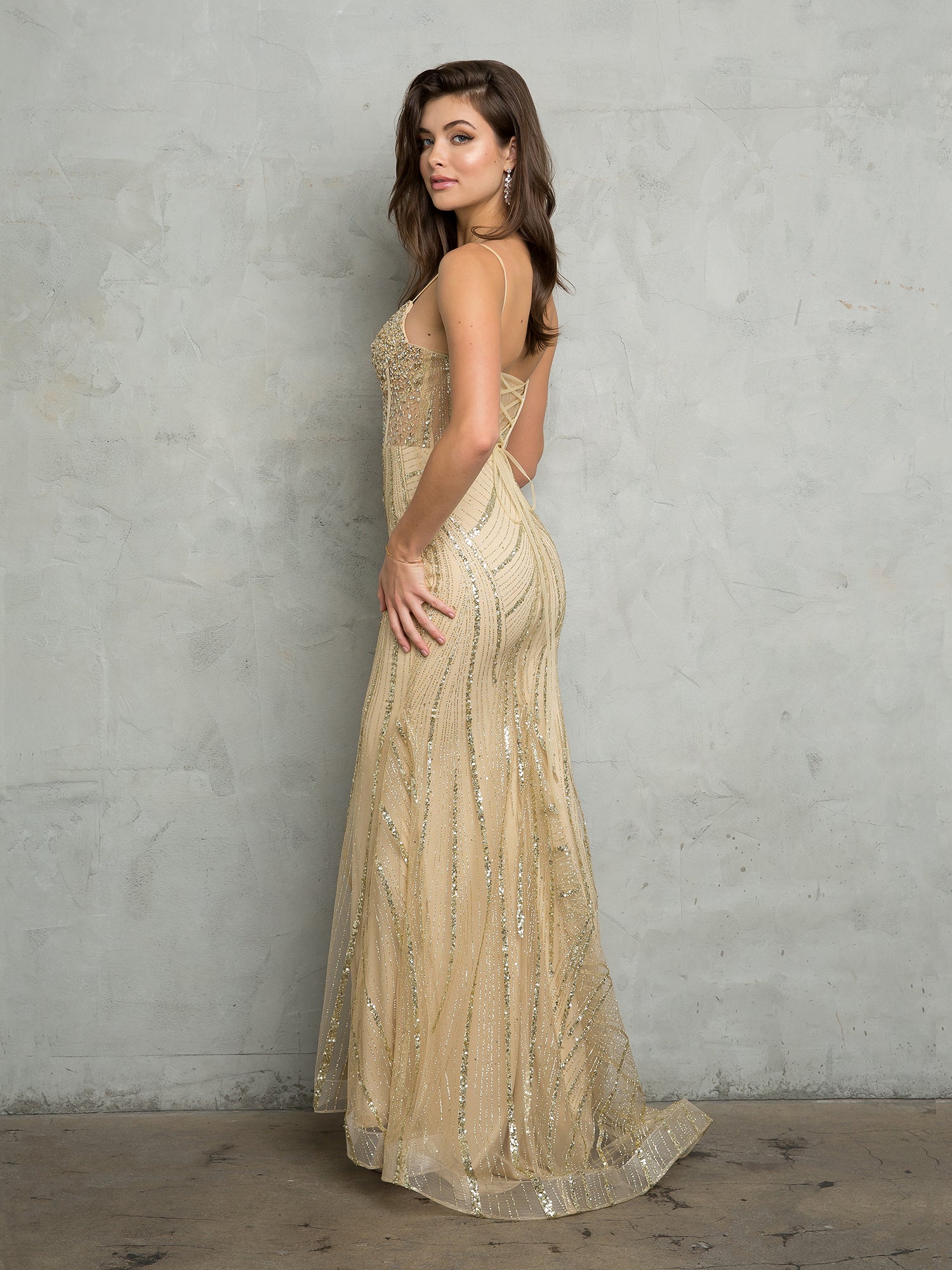 Eva Fashion 5263 Glitter Long Evening Formal Prom Dress