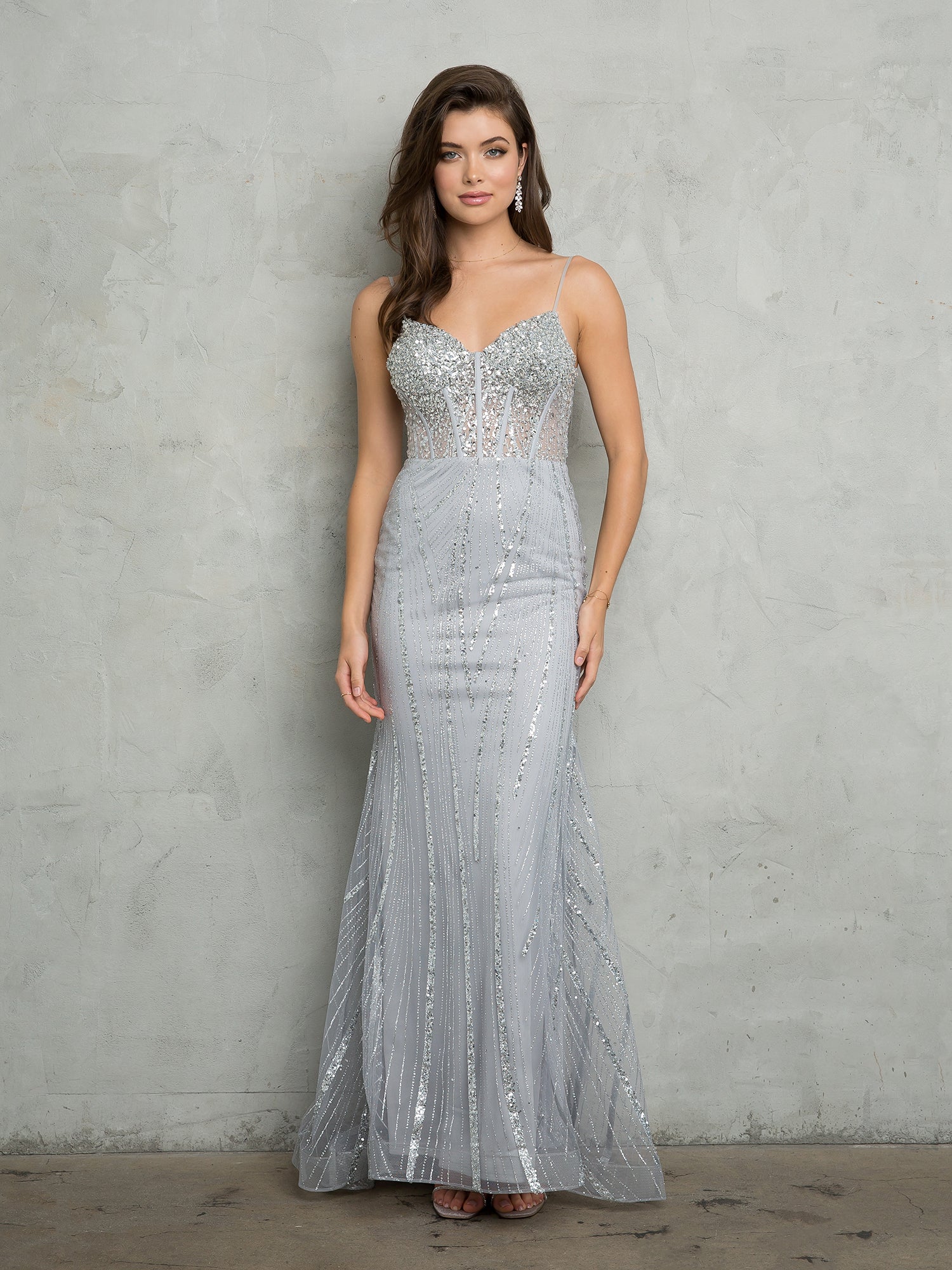 Eva Fashion 5263 Glitter Long Evening Formal Prom Dress