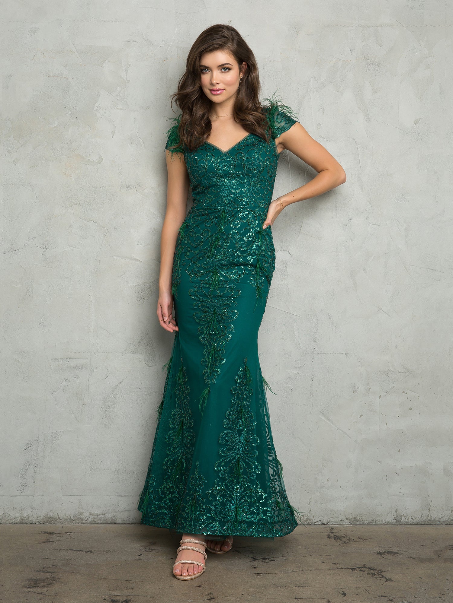 Eva Fashion 5264 Fitted Long Formal Glitter Evening Dress