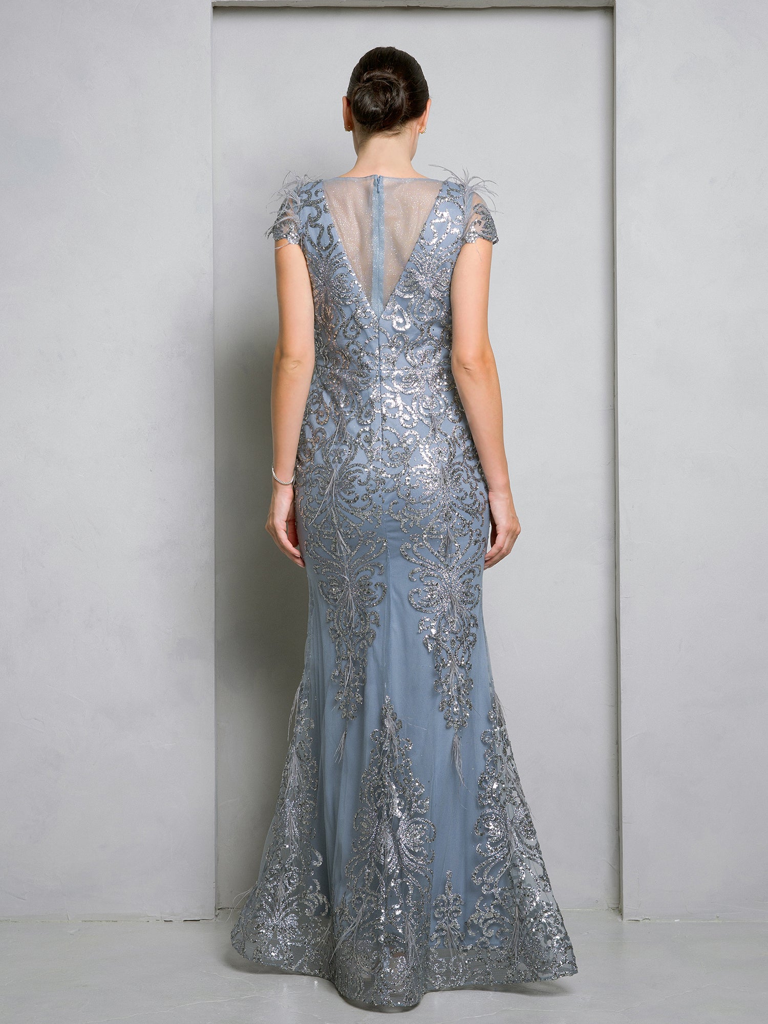 Eva Fashion 5266 Long Formal Glitter Applique Evening Dress