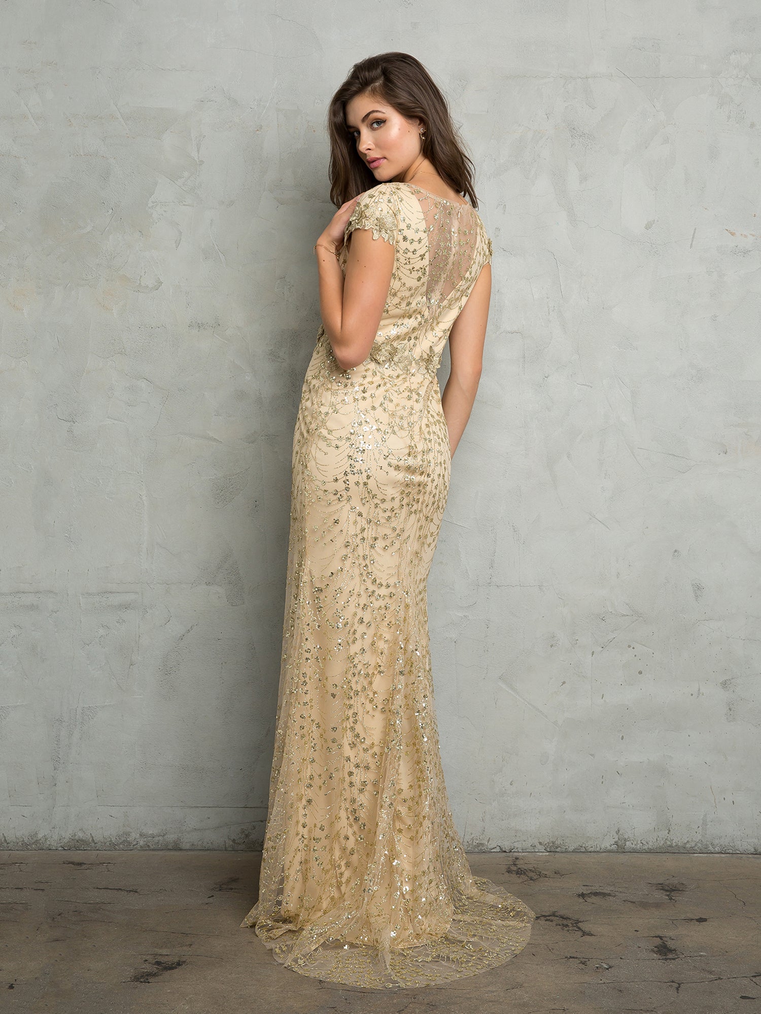Eva Fashion 5266 Long Formal Glitter Applique Evening Dress