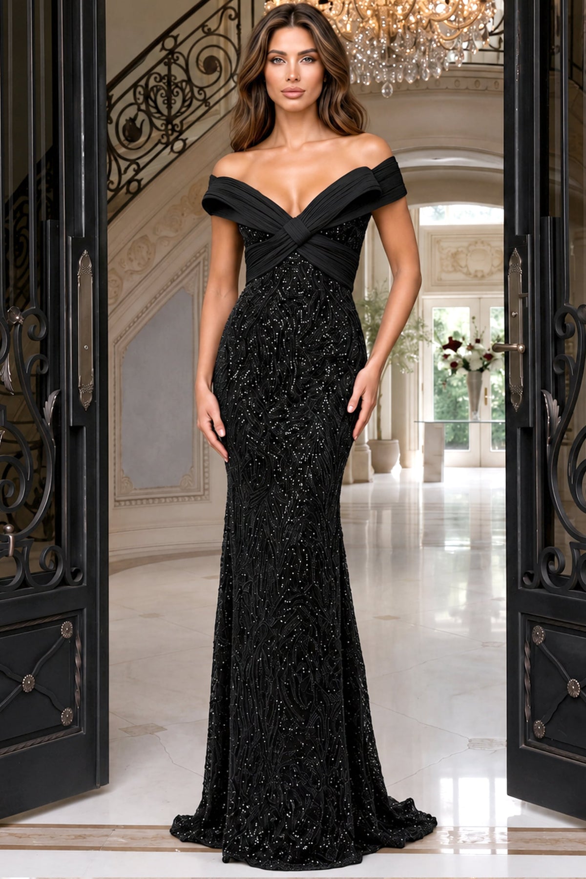 Off-the-Shoulder Floor-Length Sequin Formal Mermaid Jovani 52678