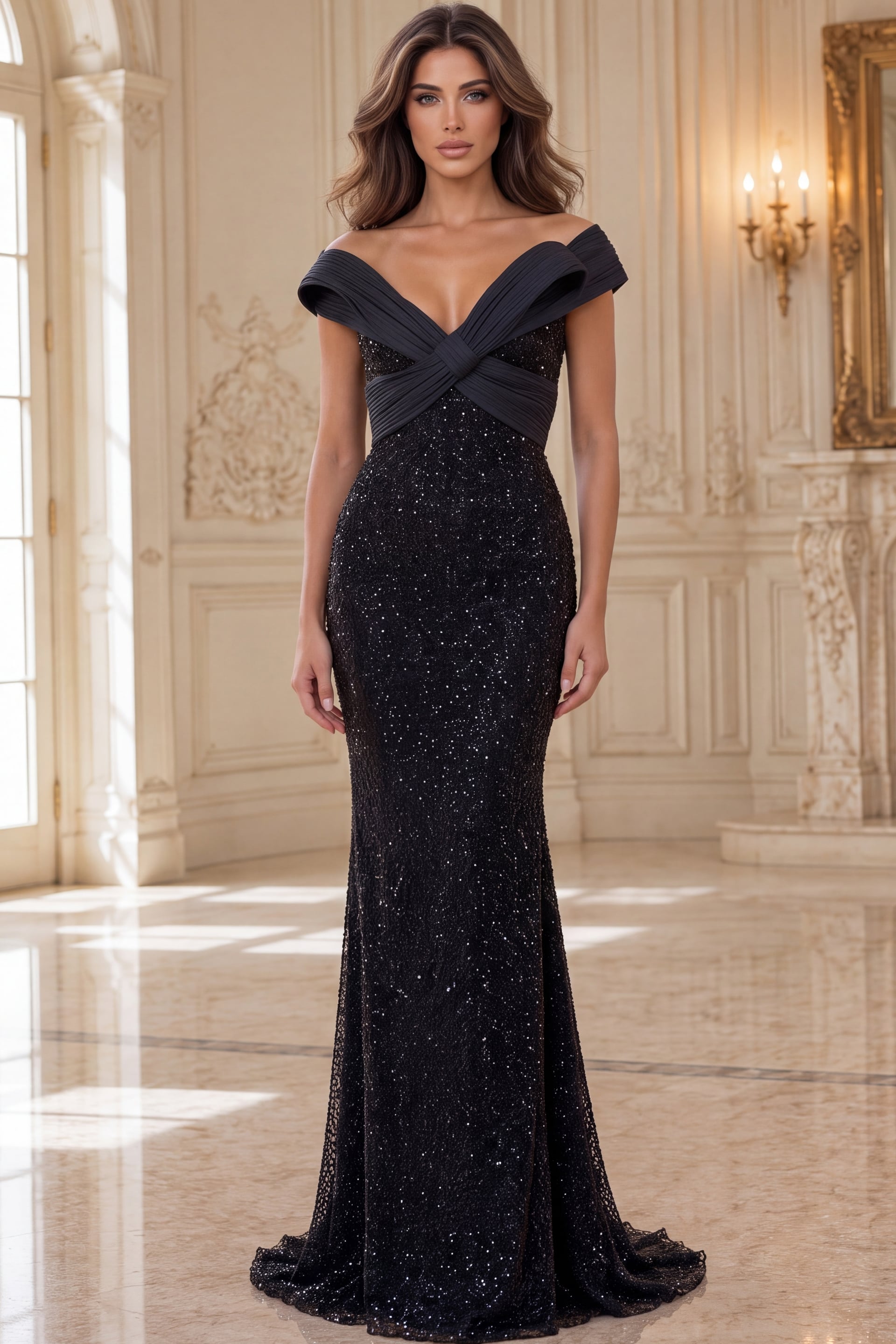 Off-the-Shoulder Floor-Length Sequin Formal Mermaid Jovani 52678