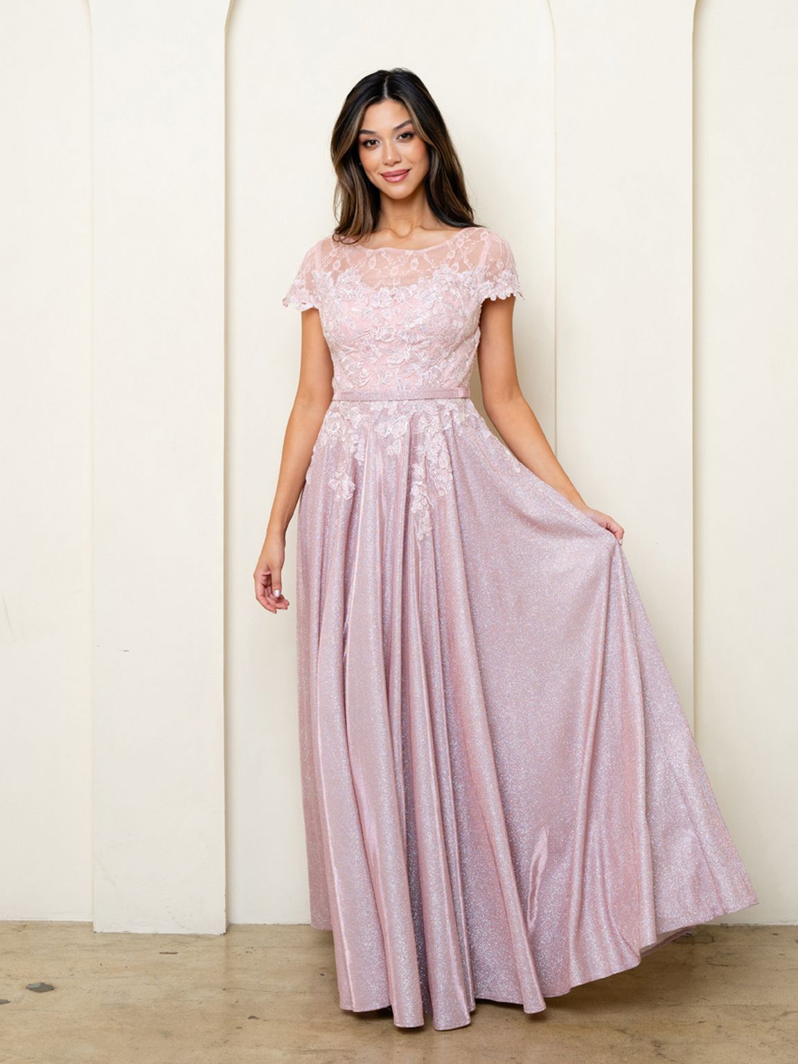 Eva Fashion 5273 Long Mother of The Bride Formal Metallic Dress