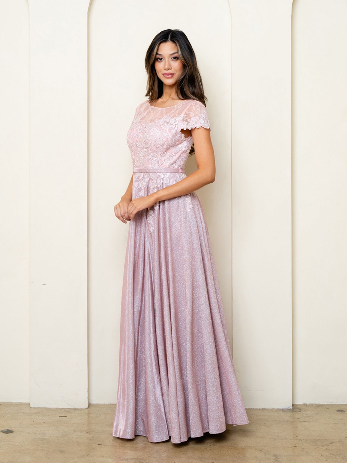 Eva Fashion 5273 Long Mother of the Bride Formal Metallic Dress