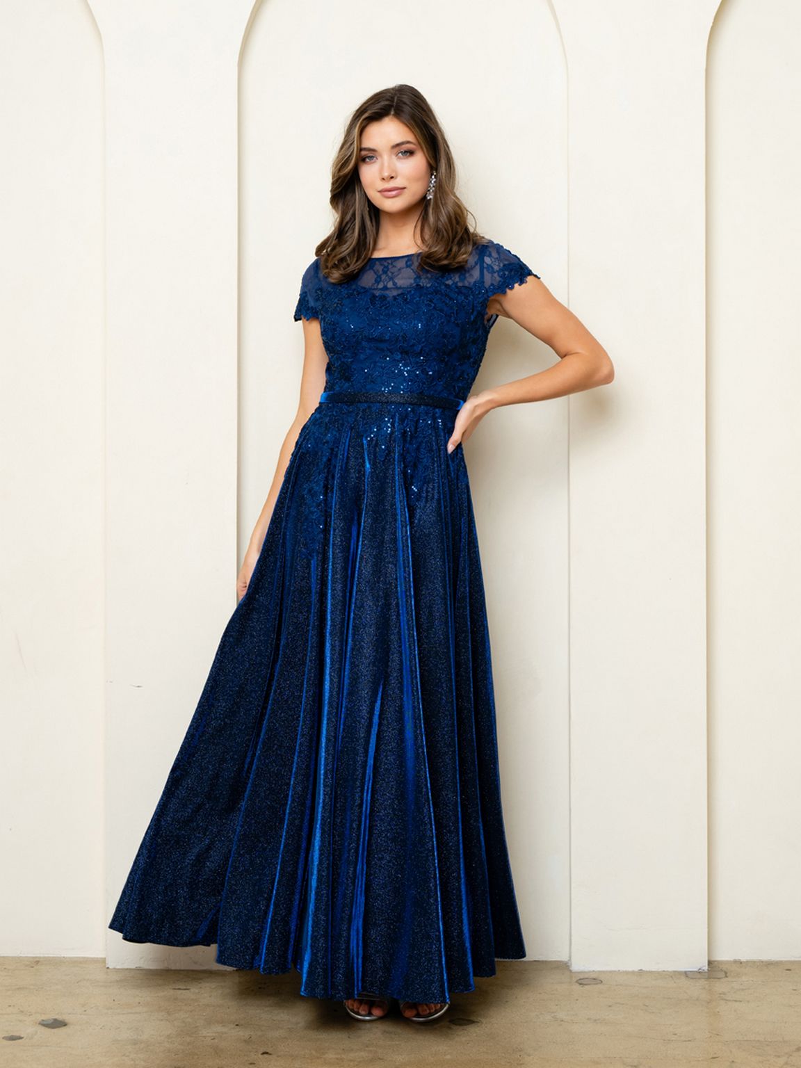 Eva Fashion 5273 Long Mother of the Bride Formal Metallic Dress