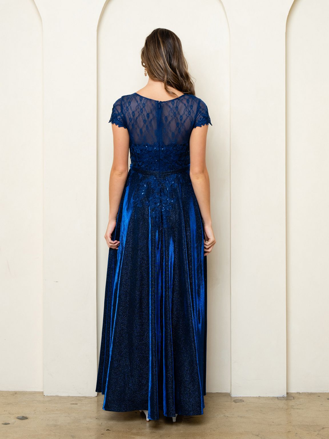 Eva Fashion 5273 Long Mother of the Bride Formal Metallic Dress