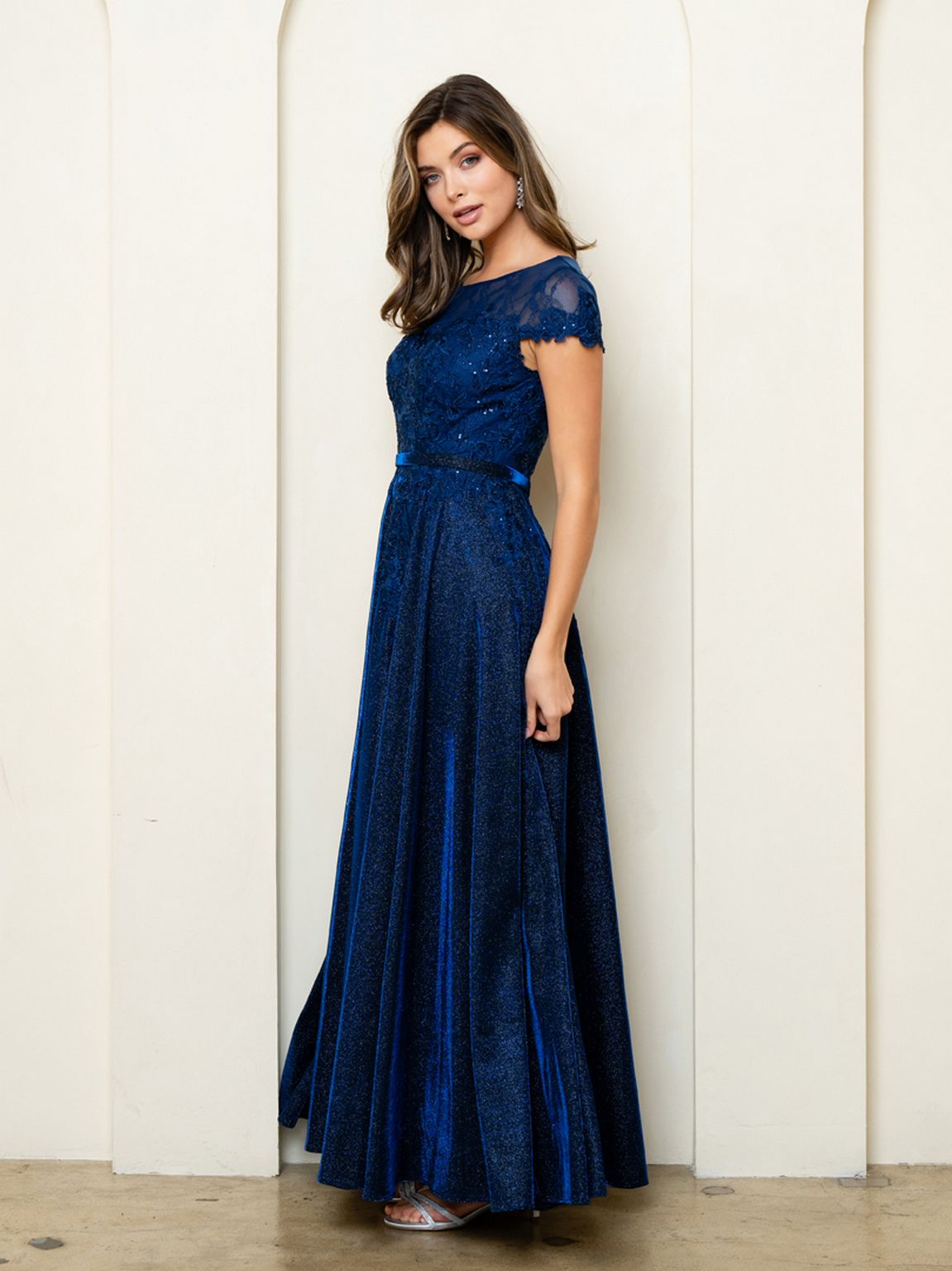 Eva Fashion 5273 Long Mother of the Bride Formal Metallic Dress