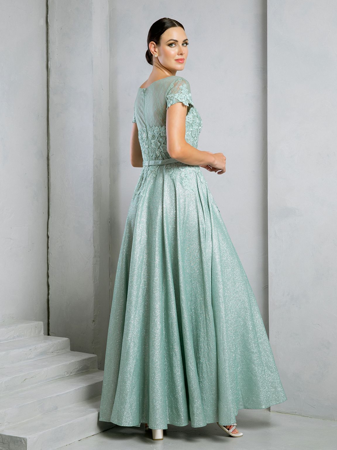 Eva Fashion 5273 Long Mother of the Bride Formal Metallic Dress