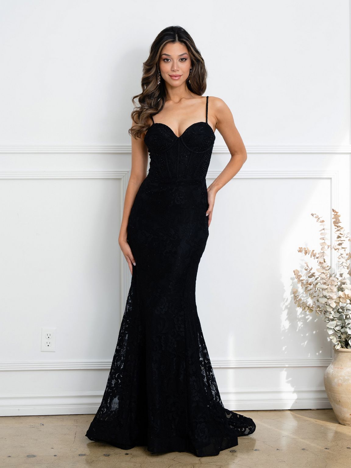 Eva Fashion 5277 Long Formal Corset Lace Evening Prom Dress