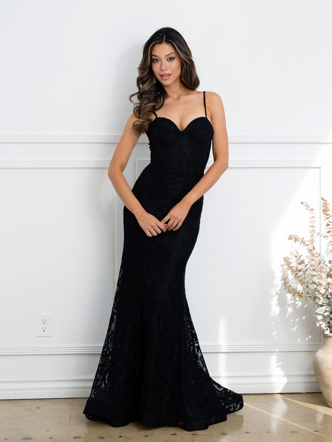 Eva Fashion 5277 Long Formal Corset Lace Evening Prom Dress